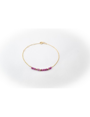 Bracelet orné de 16 rubis et de 3 boules en Or - Or Jaune 750 millièmes (18 carats )