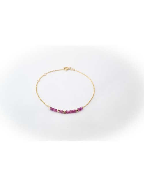 Bracelet orné de 16 rubis et de 3 boules en Or - Or Jaune 750 millièmes (18 carats )