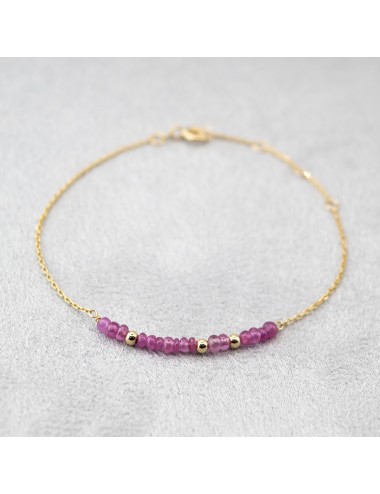 Bracelet orné de 16 rubis et de 3 boules en Or - Or Jaune 750 millièmes (18 carats )