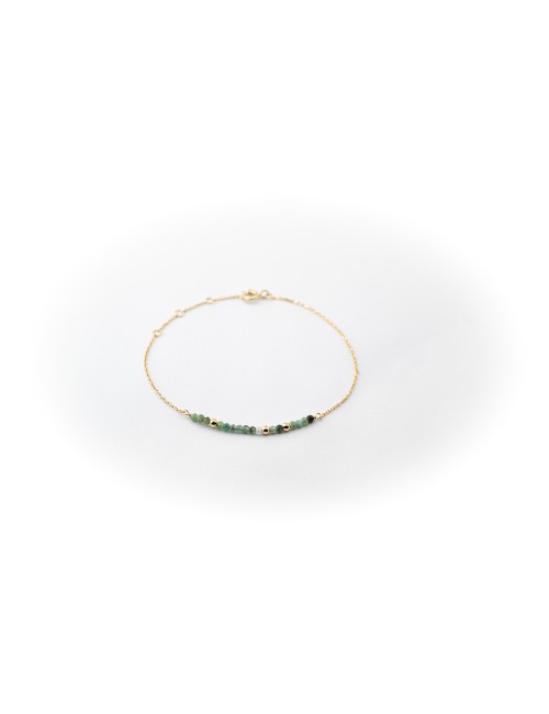 Bracelet orné de 16 émeraudes et de 3 boules en Or - Or Jaune 750 millièmes (18 carats)