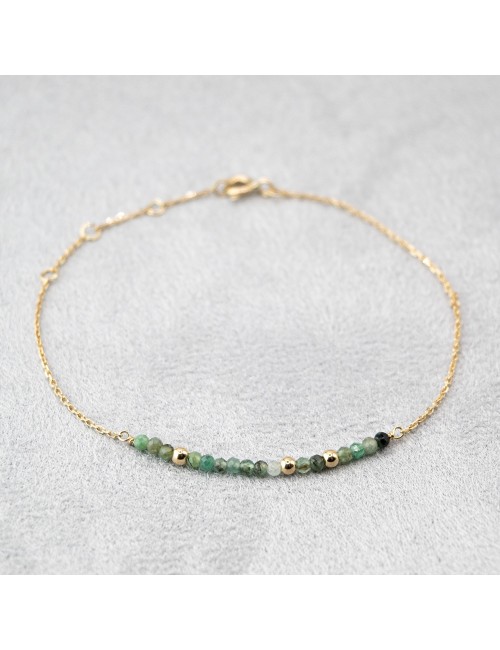Bracelet orné de 16 émeraudes et de 3 boules en Or - Or Jaune 750 millièmes (18 carats)