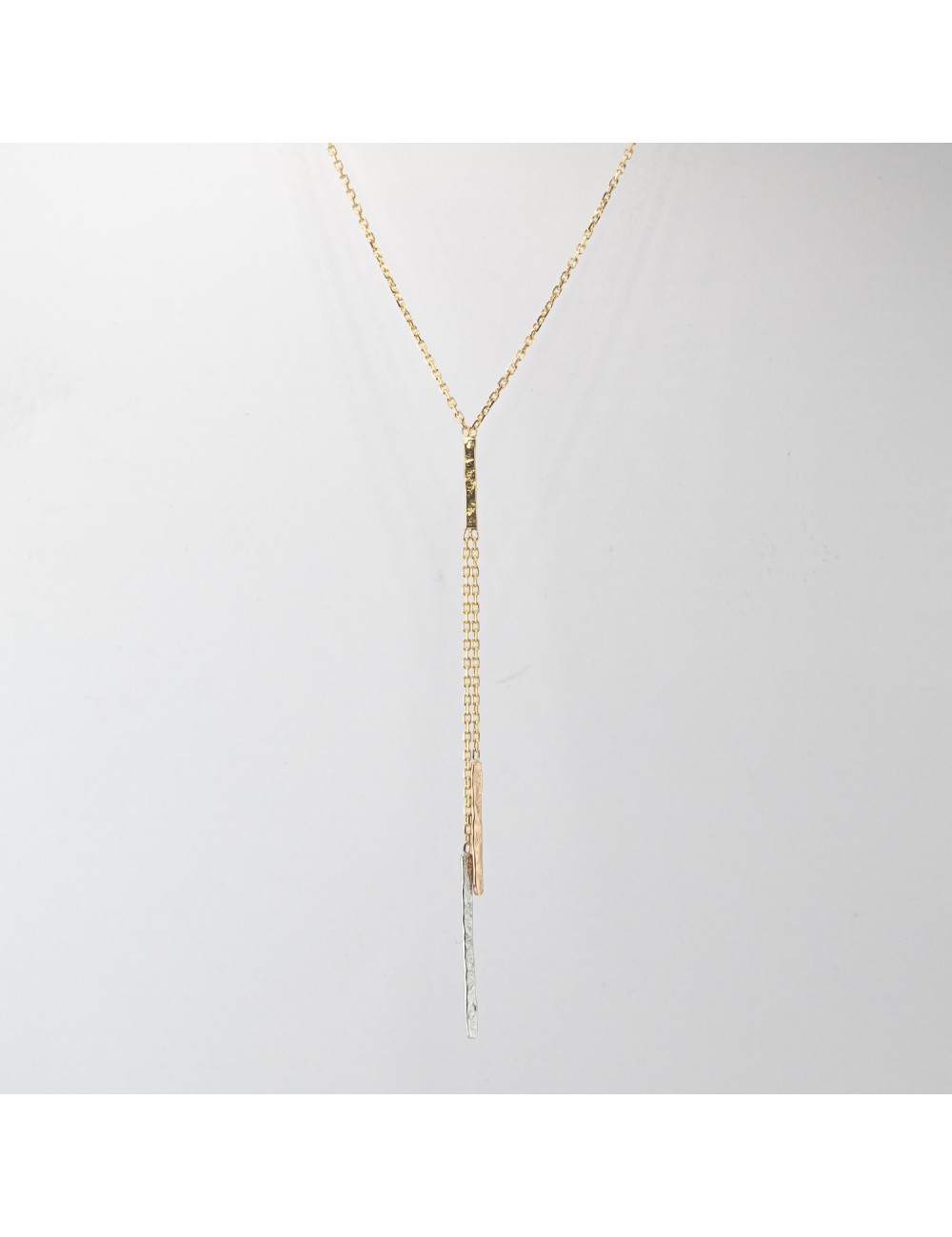 Collier fils grunges Tricolore en Y - Or 750 millièmes (18 carats)