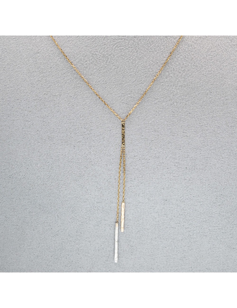 Collier fils grunges Tricolore en Y - Or 750 millièmes (18 carats)