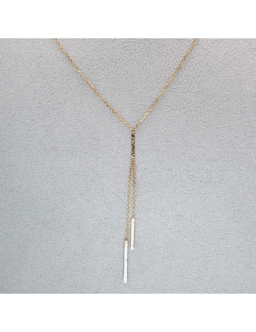 Collier fils grunges Tricolore en Y - Or 750 millièmes (18 carats)