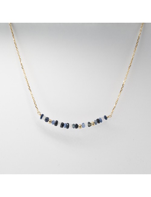 Collier orné de 20 saphirs et de 3 boules d'Or - Or Jaune 750 millièmes (18 carats)