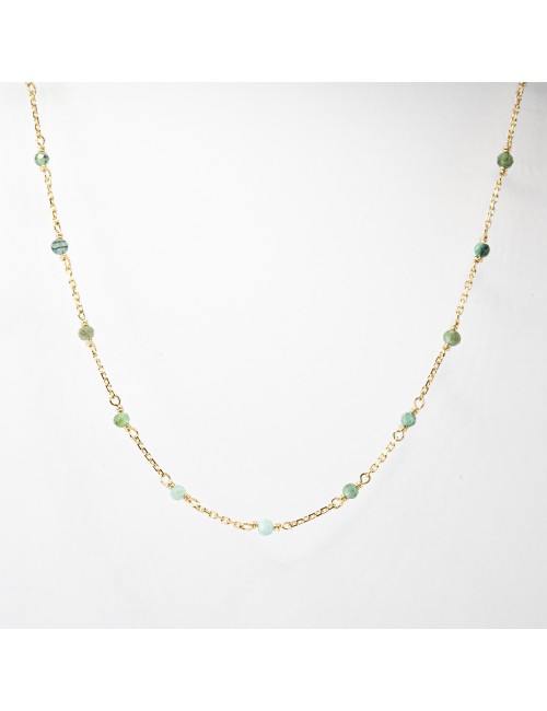 Collier orné de 16 émeraudes - Or Jaune 750 millièmes (18 carats)