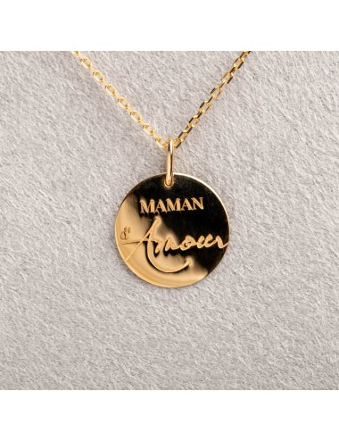 Pendentif Maman d'Amour, écriture clavier et manuscrite - Or 750 millièmes (18 carats)