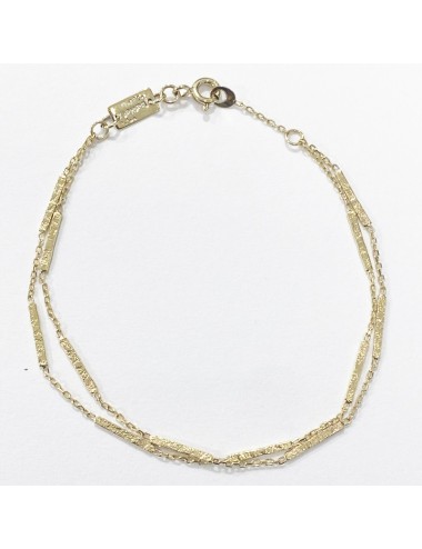 Bracelet double rang d'or grungé - Or Jaune 750 millièmes (18 carats)