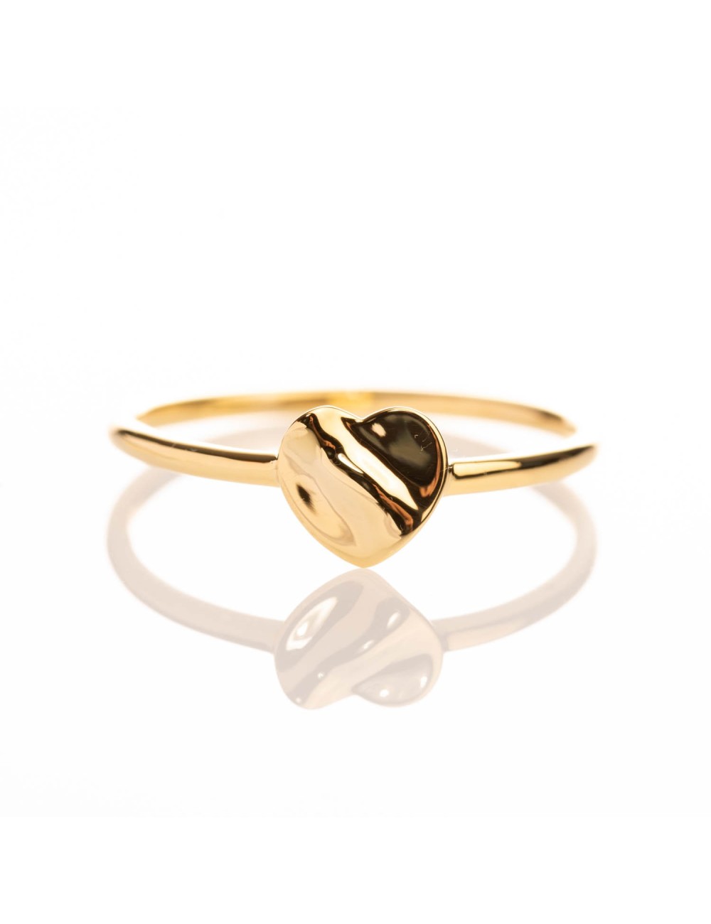 Bague petit coeur froissé - Or jaune ou blanc 375 millièmes (9 carats)