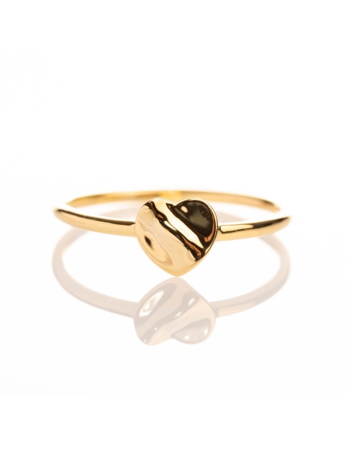 Bague petit coeur froissé - Or jaune ou blanc 375 millièmes (9 carats)