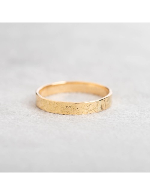 Alliance fragment brut grungé pour homme grand modèle - Or jaune ou blanc 375 millièmes (9 carats)