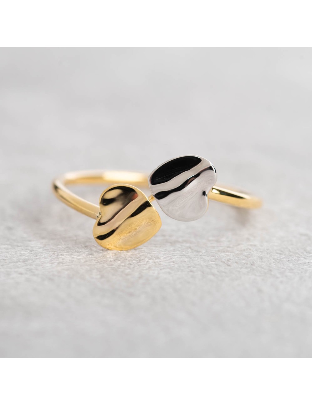 Bague double coeurs - Or bicolore 375 millièmes (9 carats)