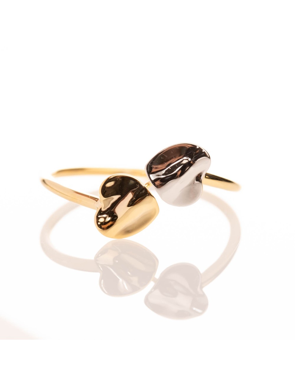 Bague double coeurs - Or bicolore 375 millièmes (9 carats)