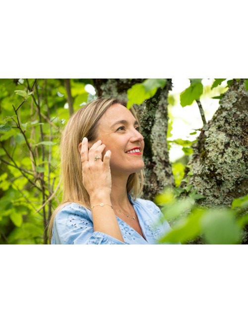 Bague double ronds froissés - Or bicolore 375 millièmes (9 carats)