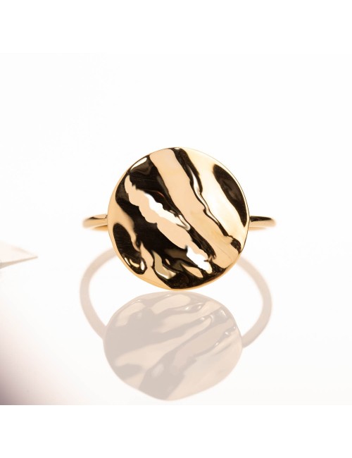 Bague grand cercle d’or froissé - Or jaune ou blanc 375 millièmes (9 carats)
