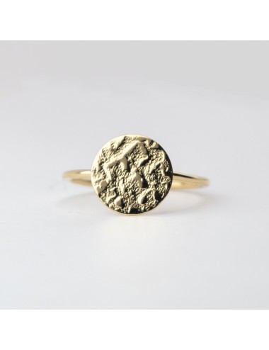 Bague rond sauvage grungé petit modèle - Or jaune ou blanc 375 millièmes (9 carats)