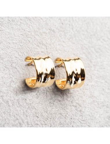 Boucles d’oreilles créoles dorée froissée - Or jaune ou blanc 375 millièmes (9 carats)
