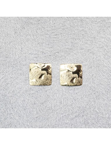 Boucles d’oreilles carrés texturé - Or jaune ou blanc 375 millièmes (9 carats)