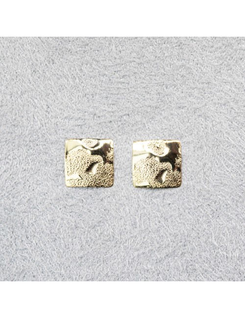 Boucles d’oreilles carrés texturé - Or jaune ou blanc 375 millièmes (9 carats)