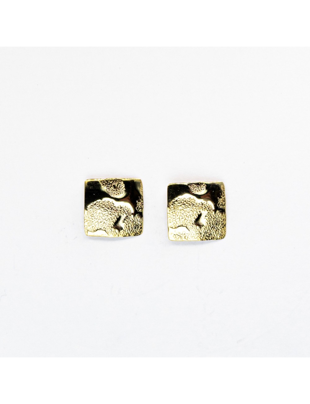 Boucles d’oreilles carrés texturé - Or jaune ou blanc 375 millièmes (9 carats)