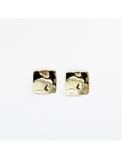 Boucles d’oreilles carrés texturé - Or jaune ou blanc 375 millièmes (9 carats)