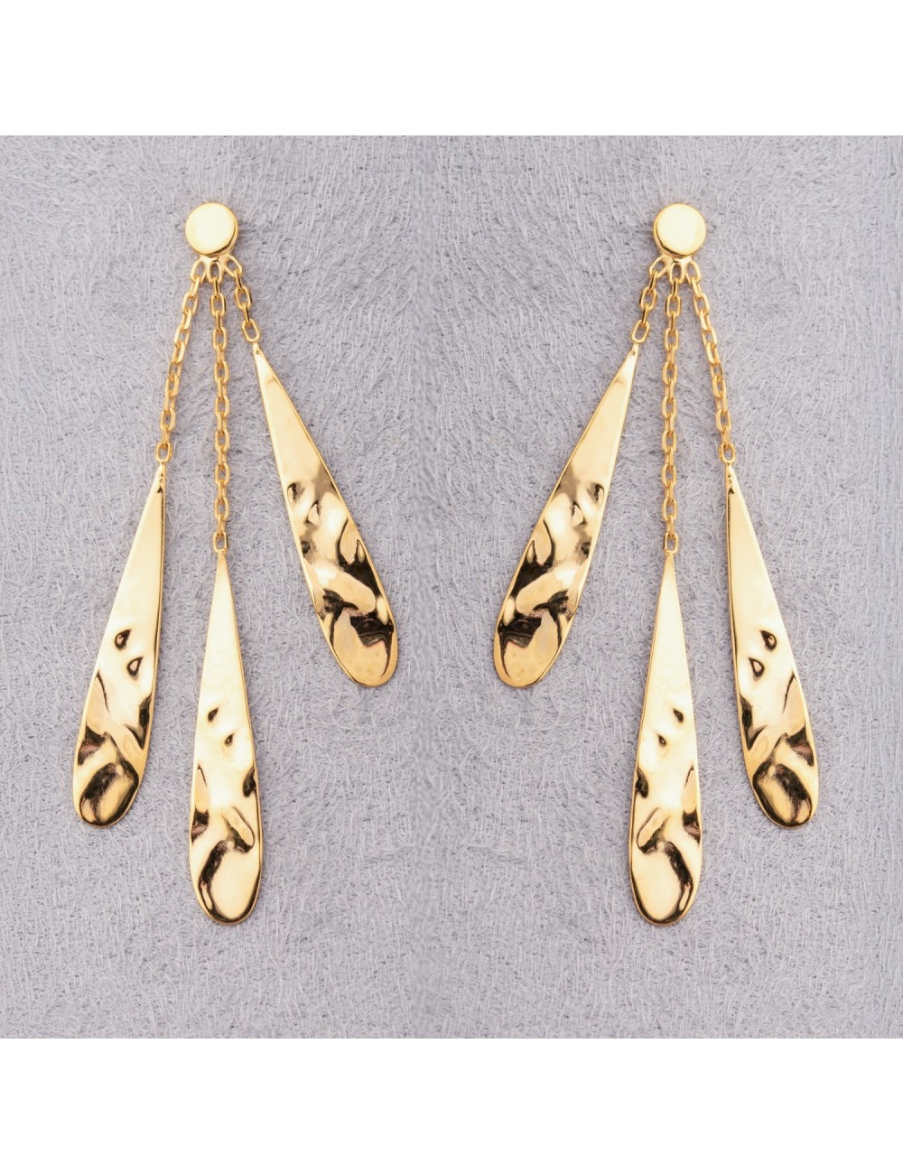 Boucles d’oreilles gouttes allongée pendante - Or jaune ou blanc 375 millièmes (9 carats)