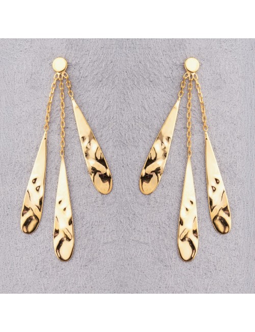 Boucles d’oreilles gouttes allongée pendante - Or jaune ou blanc 375 millièmes (9 carats)