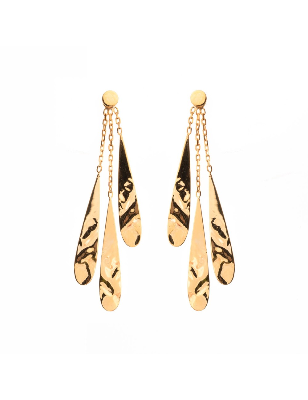 Boucles d’oreilles gouttes allongée pendante - Or jaune ou blanc 375 millièmes (9 carats)
