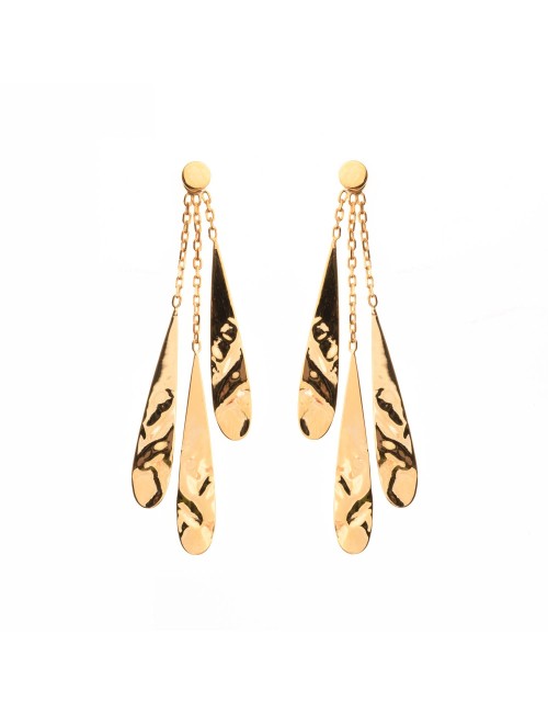 Boucles d’oreilles gouttes allongée pendante - Or jaune ou blanc 375 millièmes (9 carats)