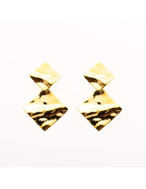 Duo de losanges froissés - Or jaune ou blanc 375 millièmes (9 carats)