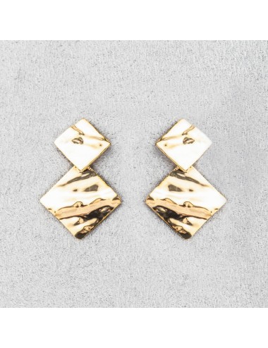 Duo de losanges froissés - Or jaune ou blanc 375 millièmes (9 carats)