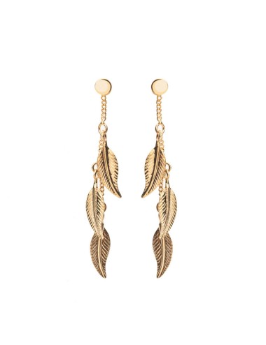 Boucles d’oreilles triples plumes volante - Or jaune ou blanc 375 millièmes (9 carats)