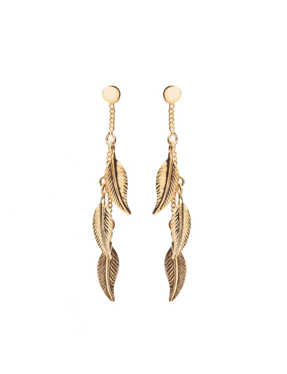 Boucles d’oreilles triples plumes volante - Or jaune ou blanc 375 millièmes (9 carats)