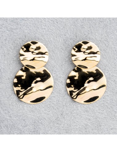 Boucles d’oreilles duo de ronds froissés - Or jaune ou blanc 375 millièmes (9 carats)