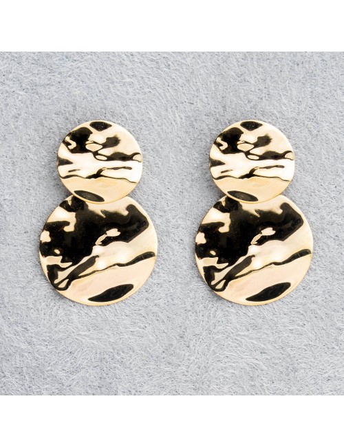 Boucles d’oreilles duo de ronds froissés - Or jaune ou blanc 375 millièmes (9 carats)