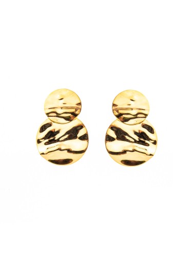 Boucles d’oreilles duo de ronds froissés - Or jaune ou blanc 375 millièmes (9 carats)