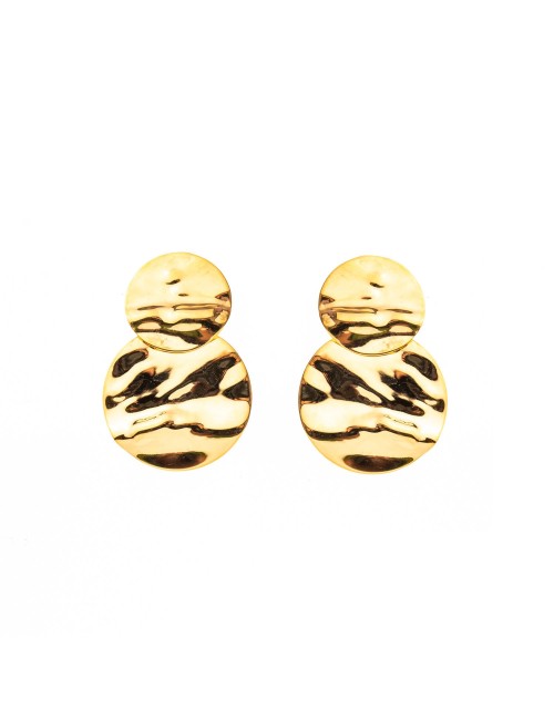 Boucles d’oreilles duo de ronds froissés - Or jaune ou blanc 375 millièmes (9 carats)