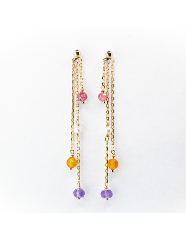 Boucles d’oreilles cascade de pierres - Or jaune ou blanc 375 millièmes (9 carats)