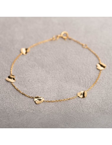 Bracelet coeurs d’amour froissés - Or jaune ou blanc 375 millièmes (9 carats)