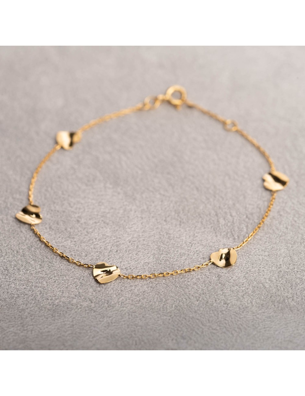 Bracelet coeurs d’amour froissés - Or jaune ou blanc 375 millièmes (9 carats)