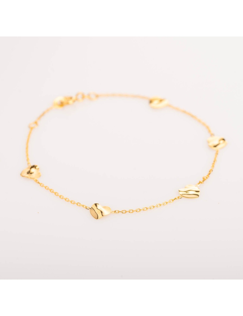 Bracelet coeurs d’amour froissés - Or jaune ou blanc 375 millièmes (9 carats)