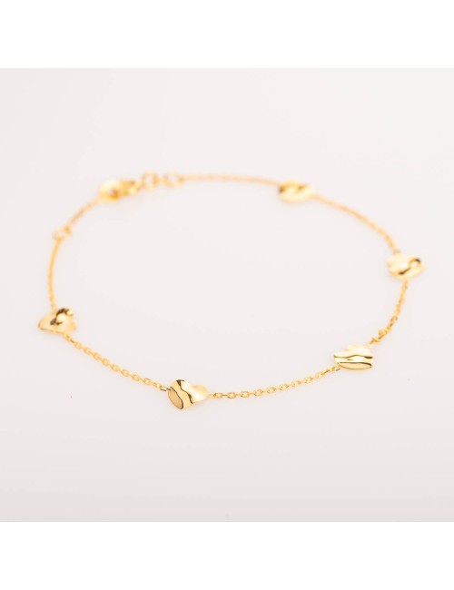 Bracelet coeurs d’amour froissés - Or jaune ou blanc 375 millièmes (9 carats)