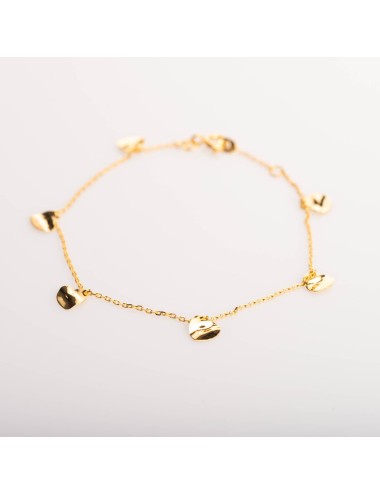 Bracelet ballade de coeurs froissés - Or jaune ou blanc 375 millièmes (9 carats)