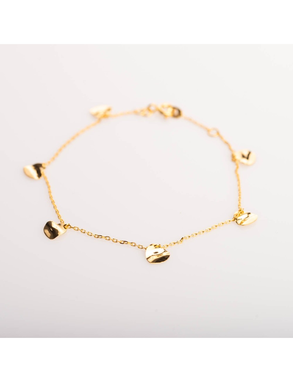 Bracelet ballade de coeurs froissés - Or jaune ou blanc 375 millièmes (9 carats)