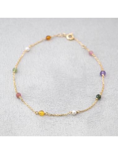 Bracelet harmonie de pierres et perles - Or jaune ou blanc 375 millièmes (9 carat)