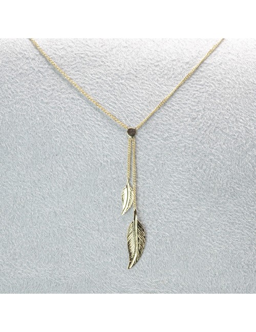 Collier plumes suspendues - Or jaune ou blanc 375 millièmes (9 carats)