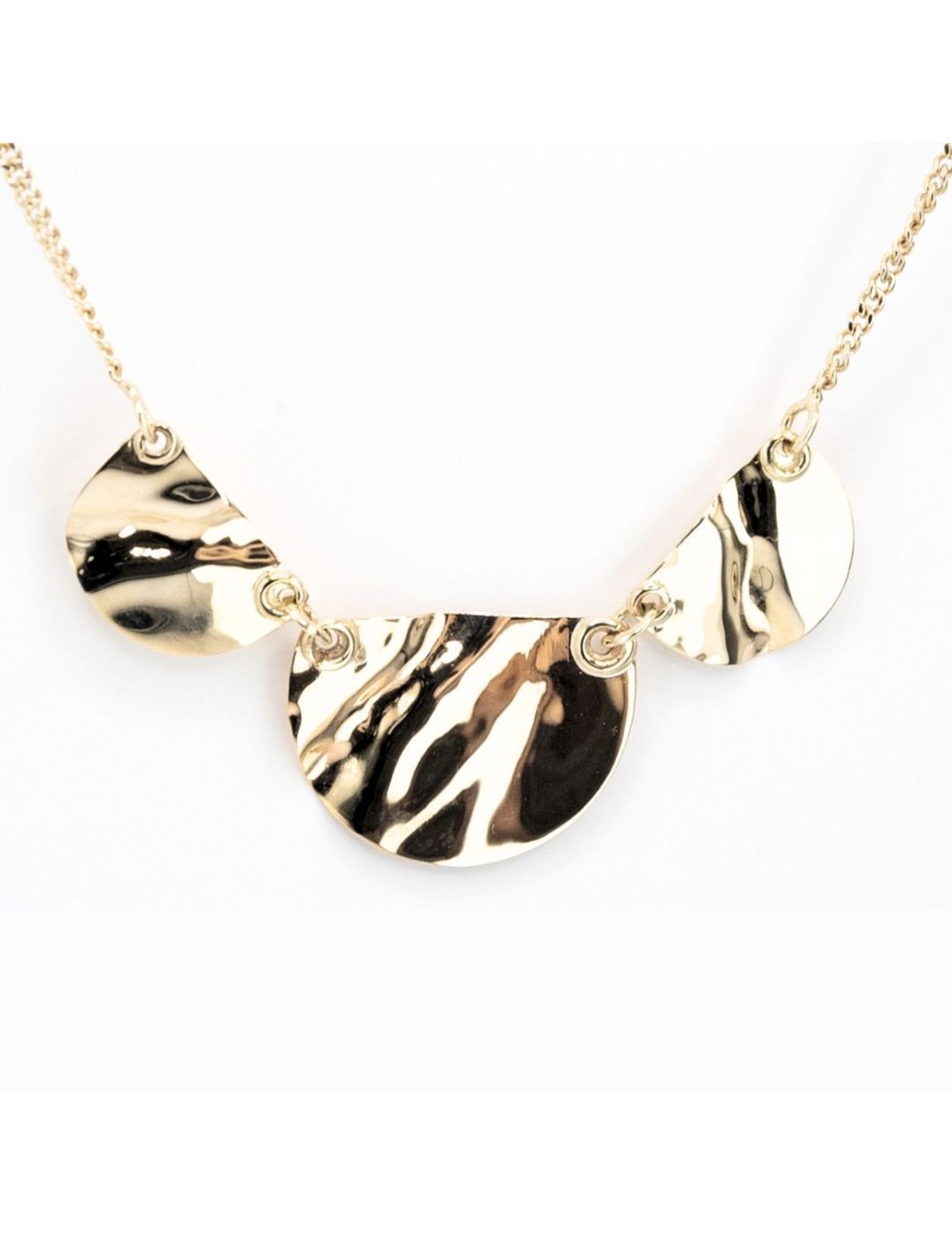 Collier grand trio de reflets froissés - Or jaune ou blanc 375 millièmes (9 carats)