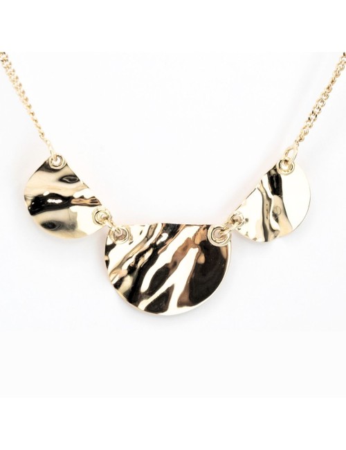 Collier grand trio de reflets froissés - Or jaune ou blanc 375 millièmes (9 carats)