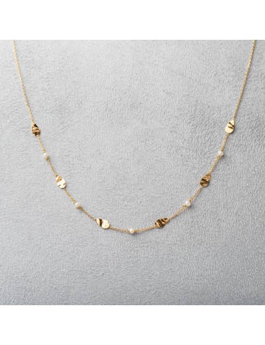 Collier harmonie nacrée et froissée - Or jaune ou blanc 375 millièmes (9 carats)