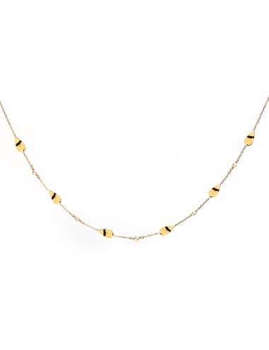 Collier harmonie nacrée et froissée - Or jaune ou blanc 375 millièmes (9 carats)